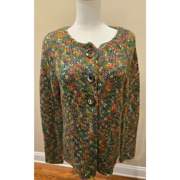 Vintage Open Knit Sweater PBJ Sport Three Button Cardigan Sweater Green Small - Picture 2 of 10